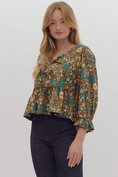 Ellen Peplum Print Top