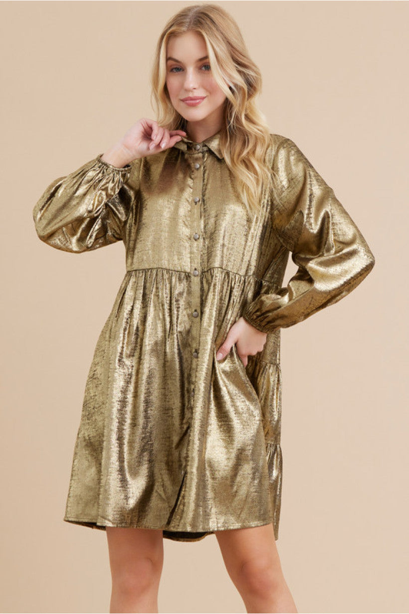 Gretta Gold Metallic Dress