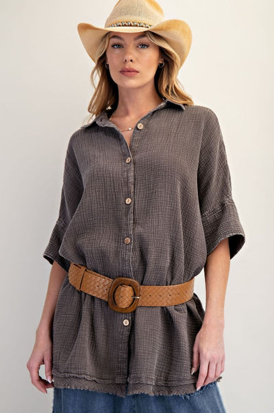 Joy Mineral Washed Gauze Top
