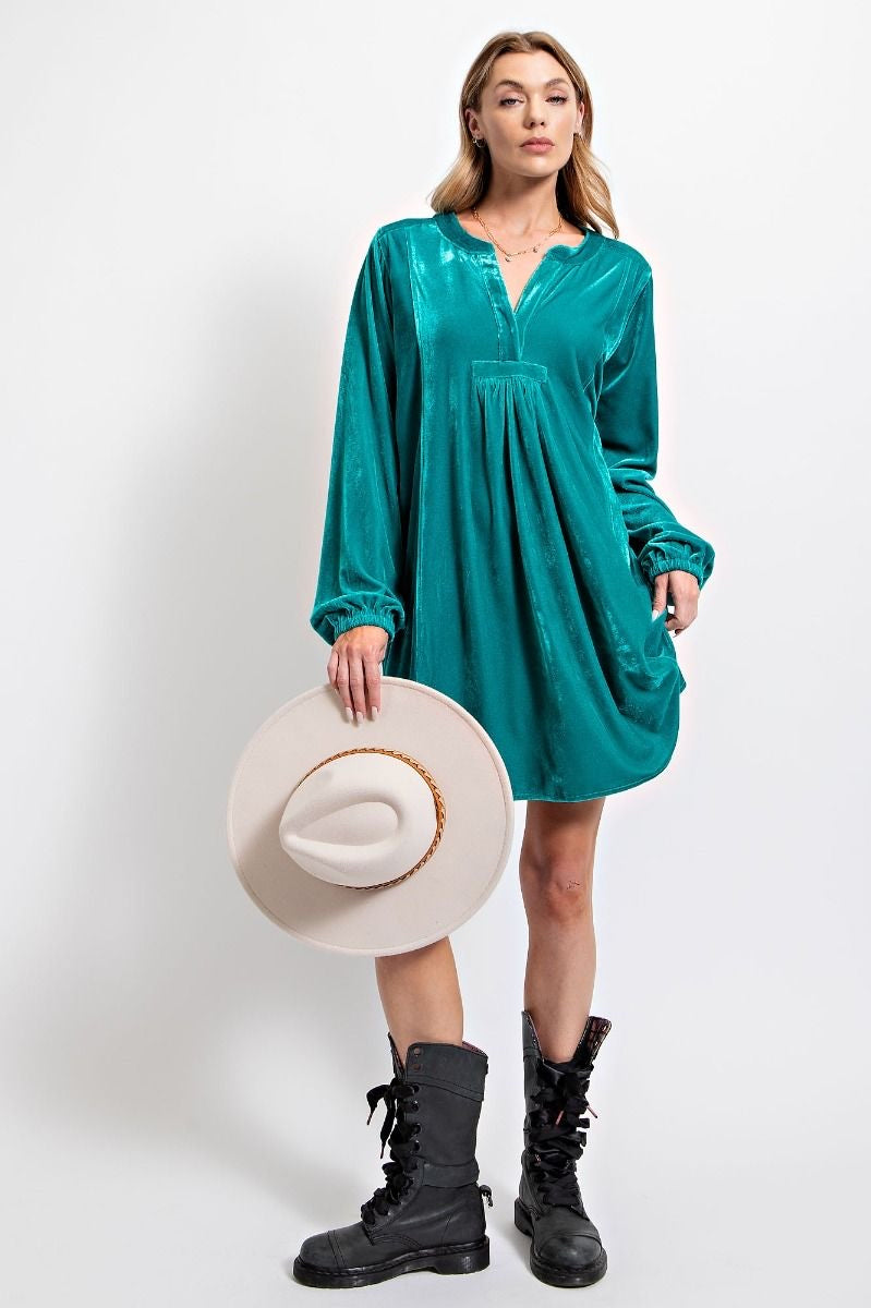 Cassie Velvet Dress Emerald Plus