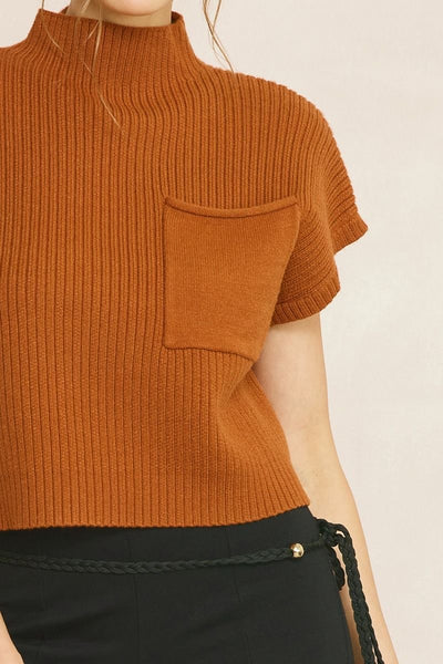 Annie Cropped Mock Neck Sweater