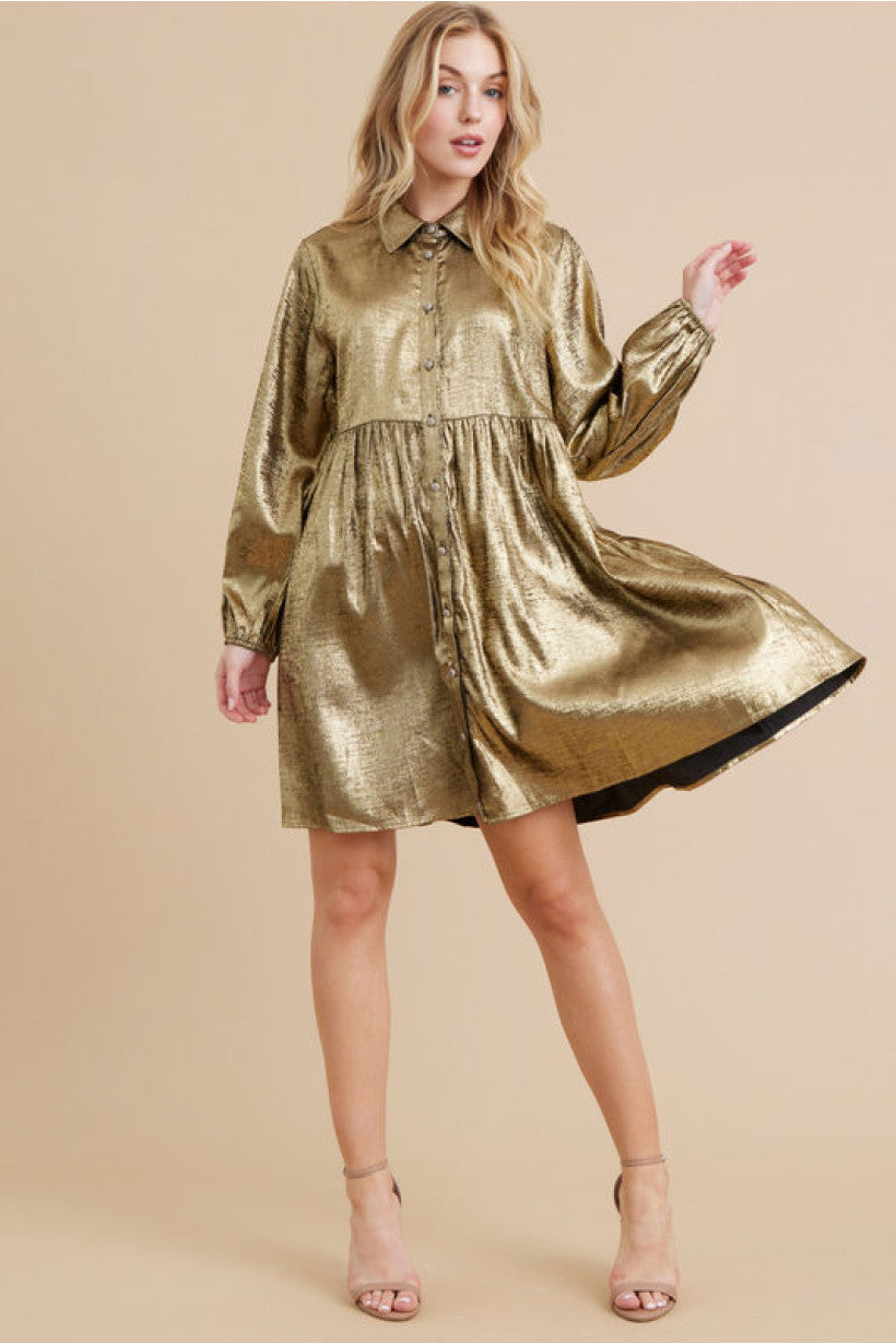 Gretta Gold Metallic Dress