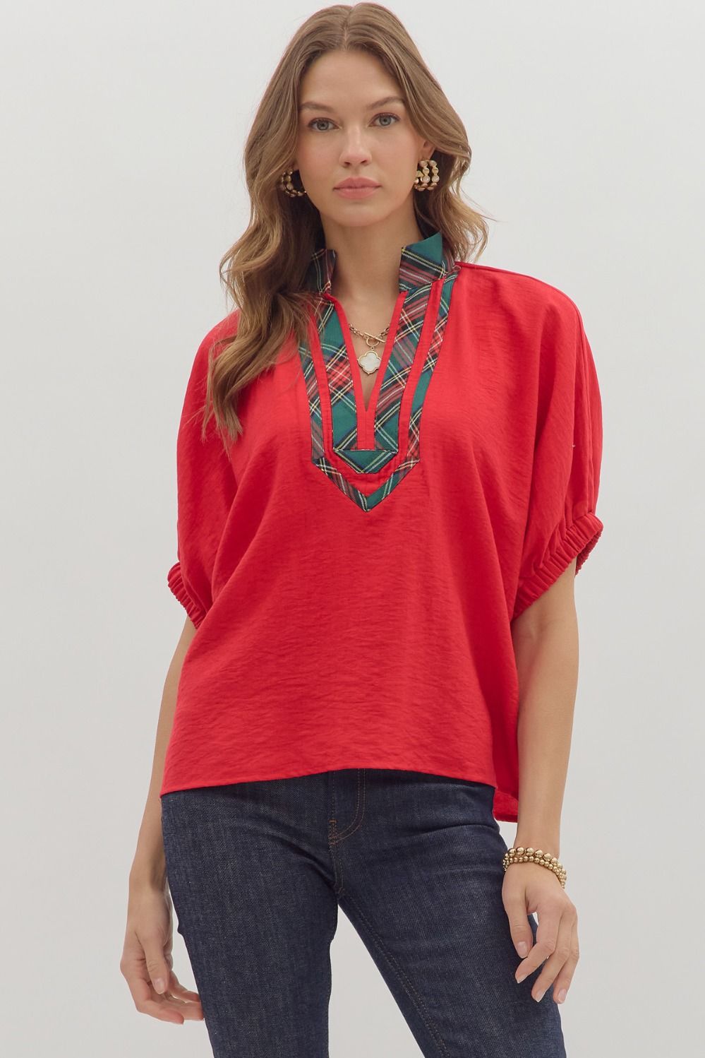 Hillary Woven V-Neck Top