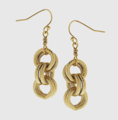 Gold Double Link Earrings by Susan Shaw