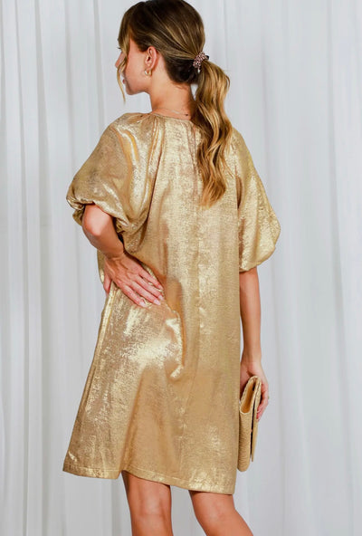 Gretta Gold Metallic Dress
