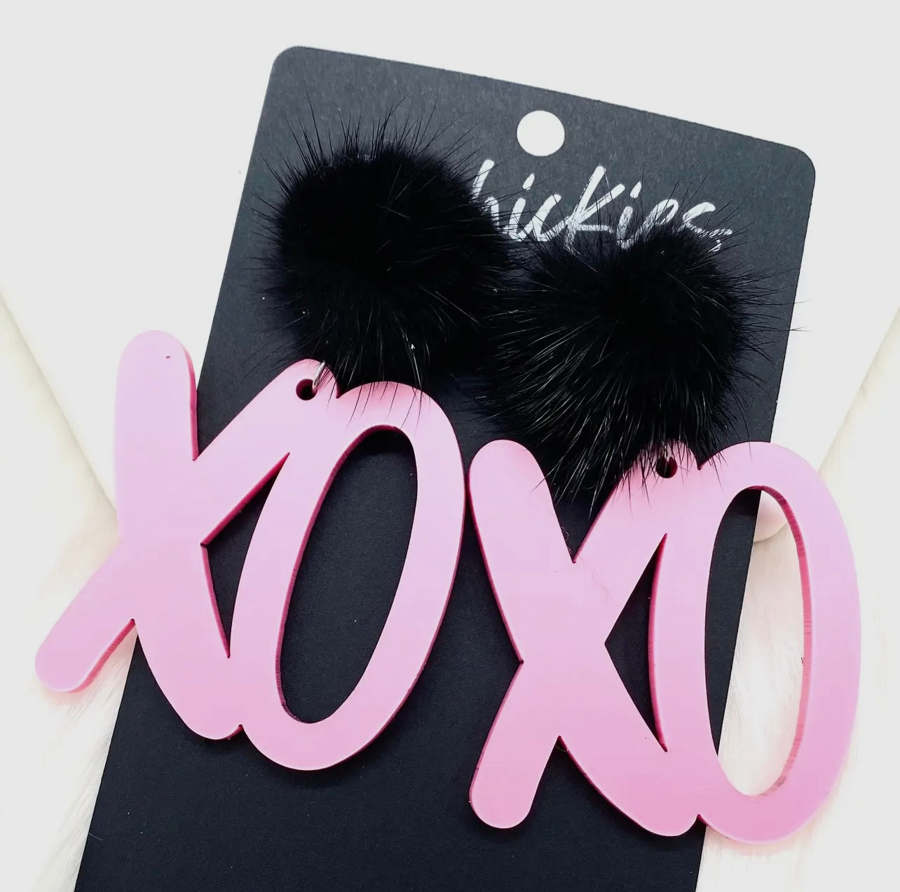 Black Puff XO Earrings