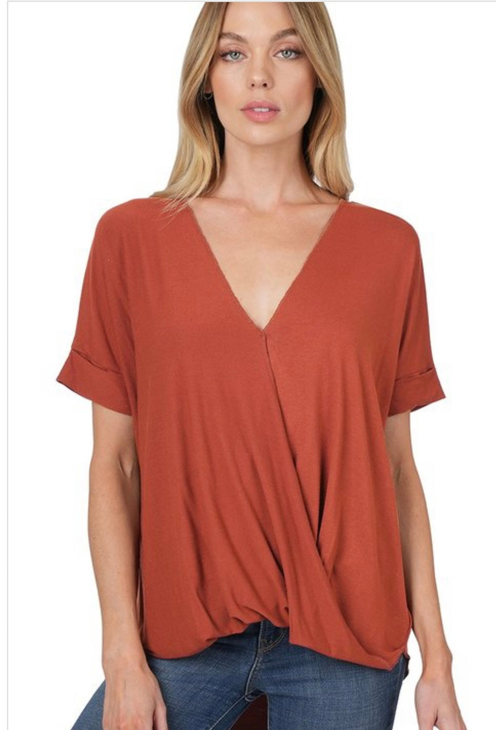 Stacie Draped Front Crepe Top