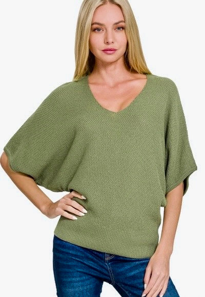 Ami V Neck Dolman Sweater