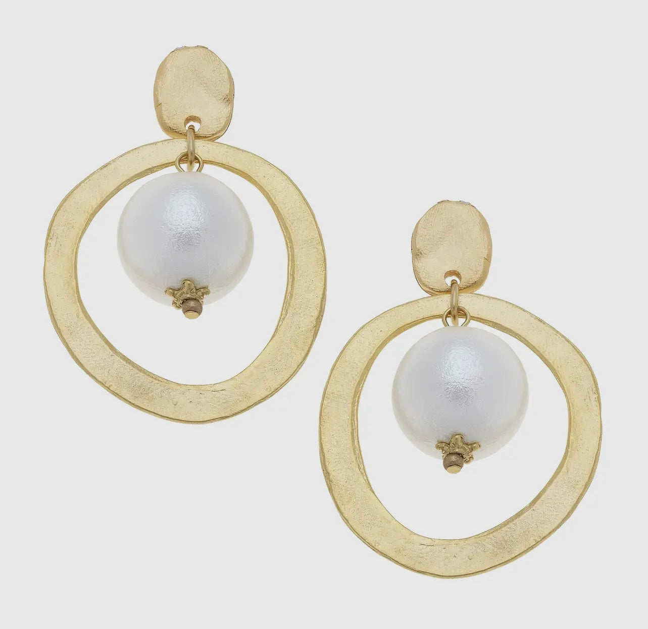 Gold Pearl Hoop Earrings By Susan Shaw