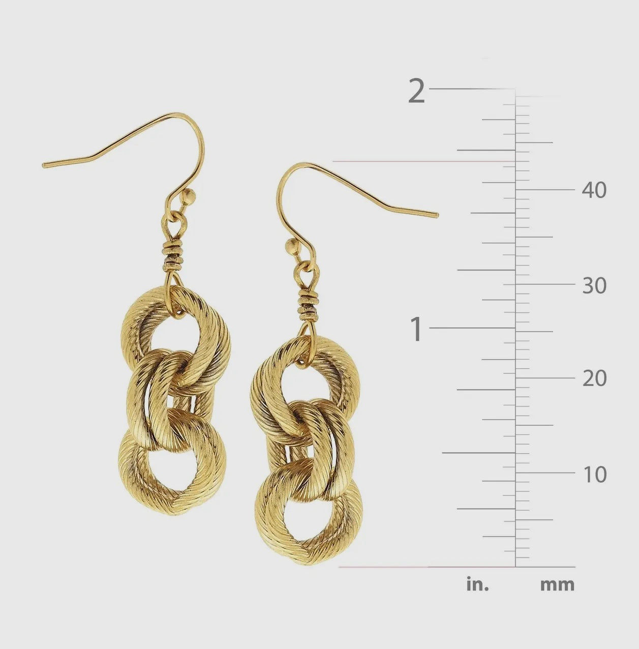 Gold Double Link Earrings by Susan Shaw