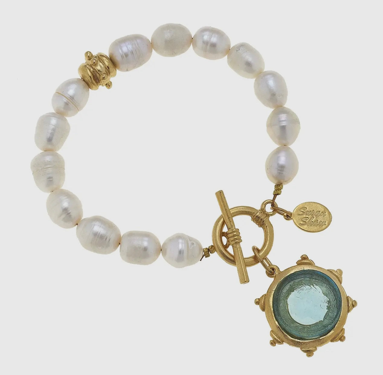 Aqua Venetian Glass Chain Bracelet by Susan Shaw