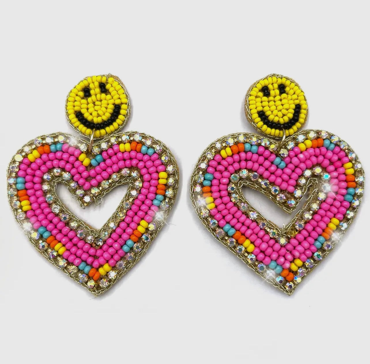 Heart Smiley Face Earrings