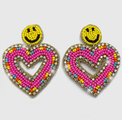 Heart Smiley Face Earrings