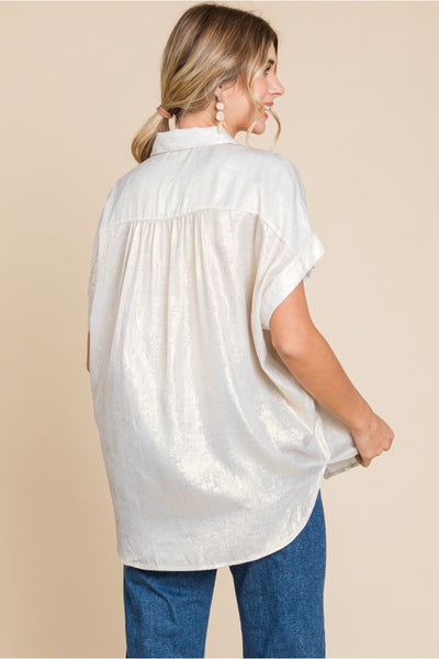 Carson Metallic Button Down Top