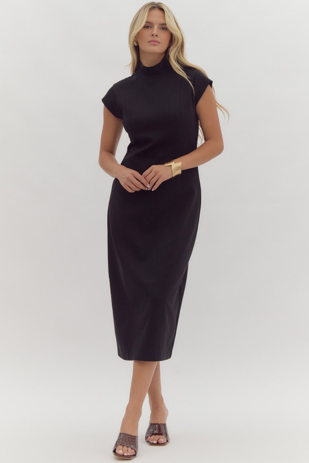 Sallie Mock Neck Midi Dress