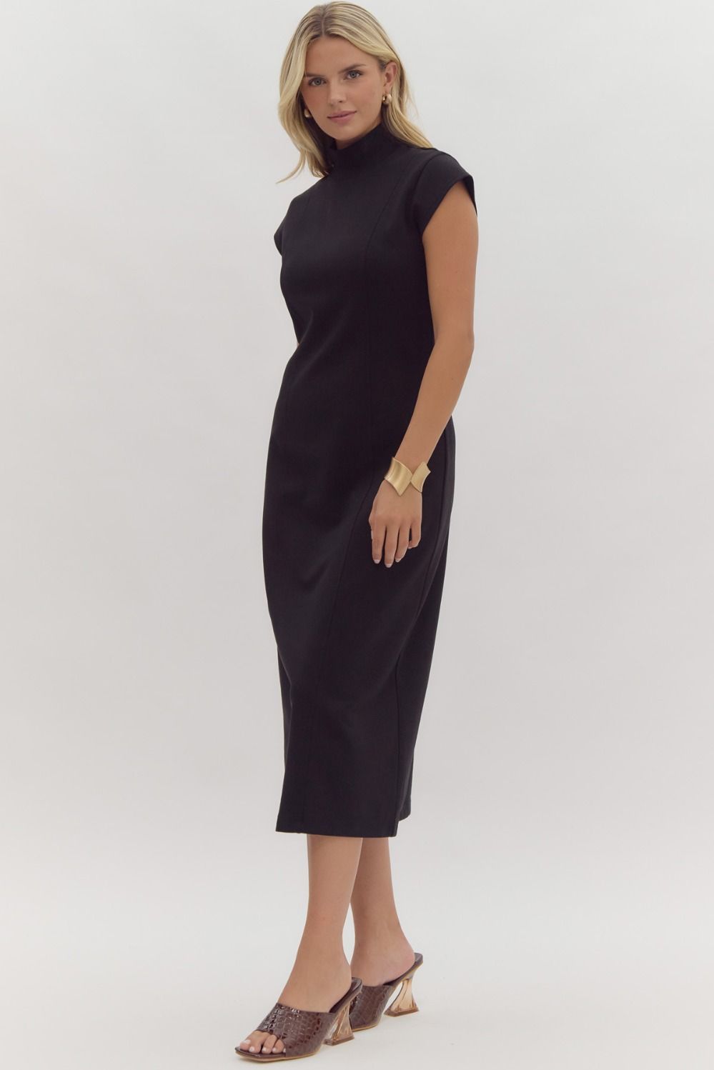 Sallie Mock Neck Midi Dress