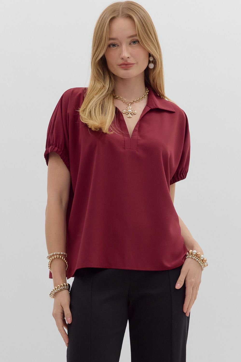 Blake Woven V-Neck Top