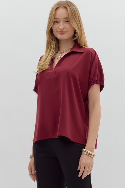 Blake Woven V-Neck Top