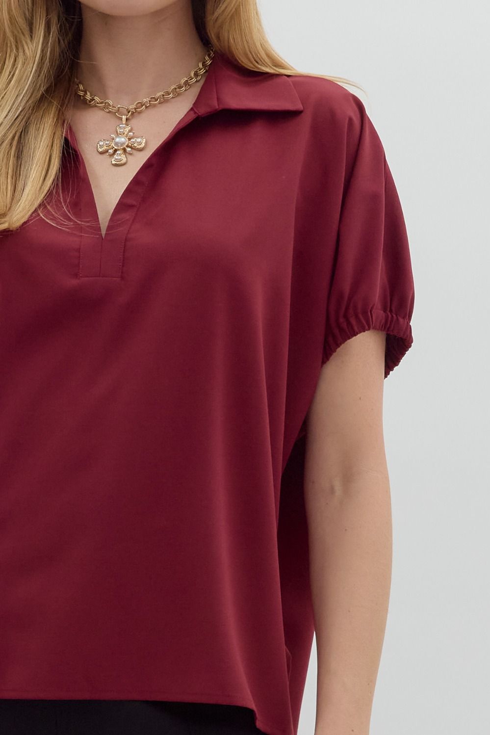 Blake Woven V-Neck Top