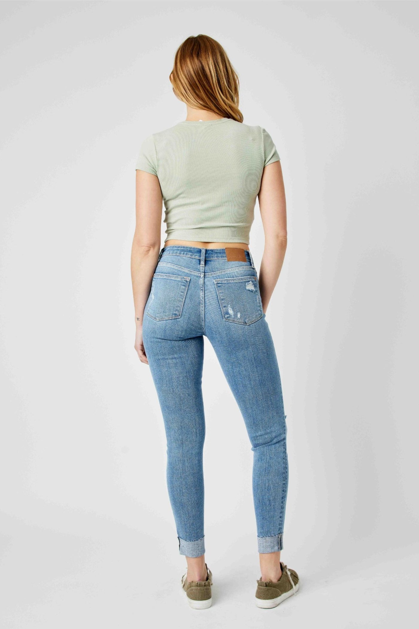 Judy Blue Mid Rise Cuffed Skinny