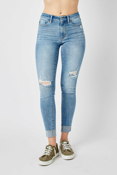 Judy Blue Mid Rise Cuffed Skinny