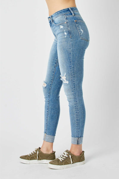 Judy Blue Mid Rise Cuffed Skinny