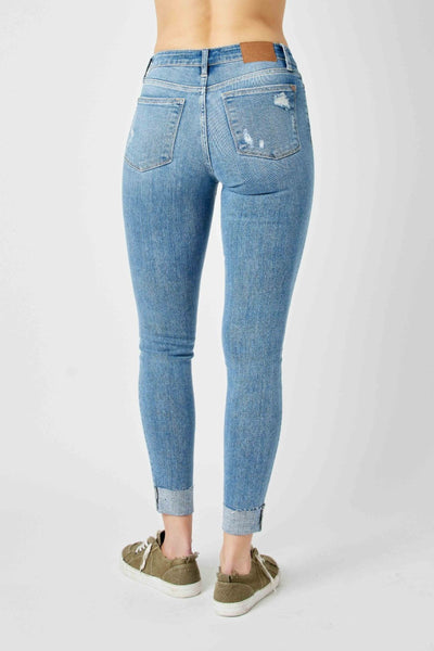 Judy Blue Mid Rise Cuffed Skinny