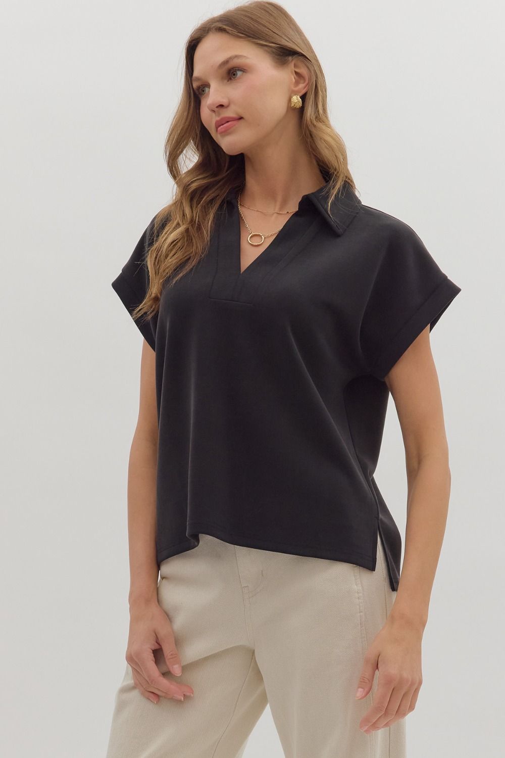 Avery Woven V-Neck Top