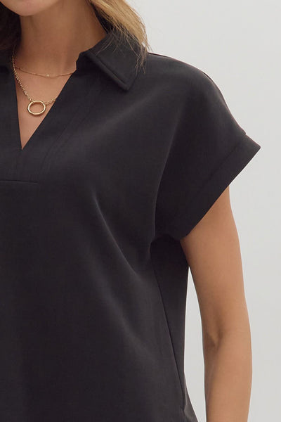 Avery Woven V-Neck Top