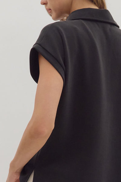 Avery Woven V-Neck Top