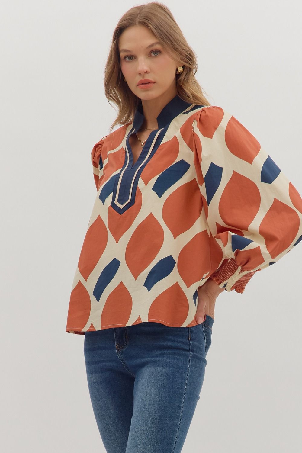 Ollie Geometric Print Top