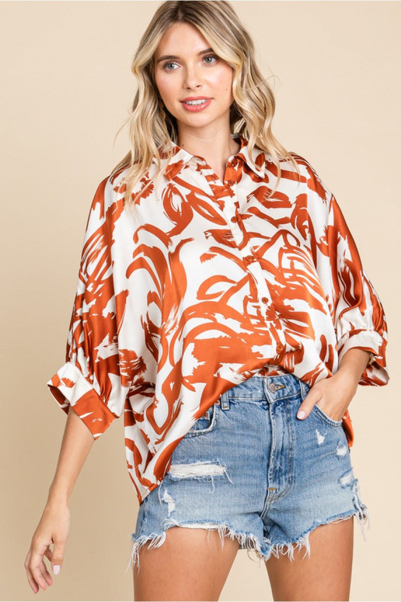 Farren Satin Print Blouse