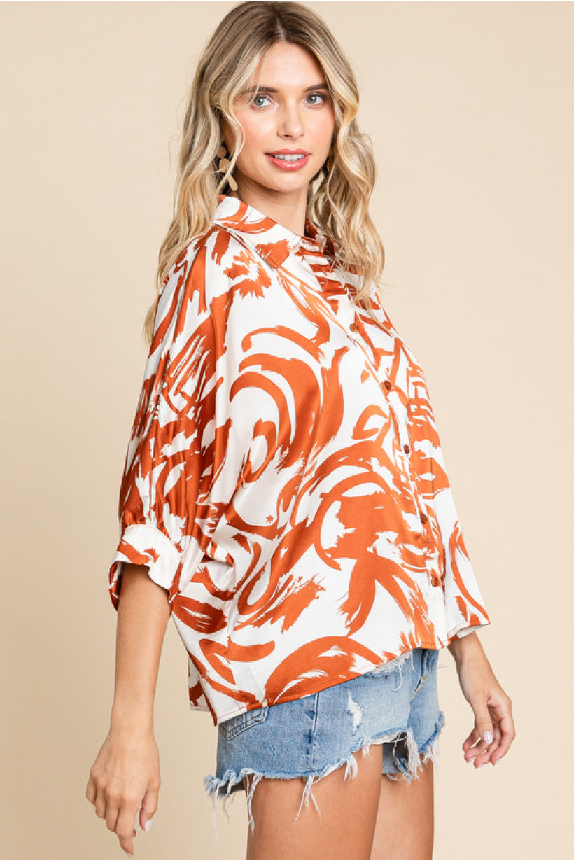 Farren Satin Print Blouse