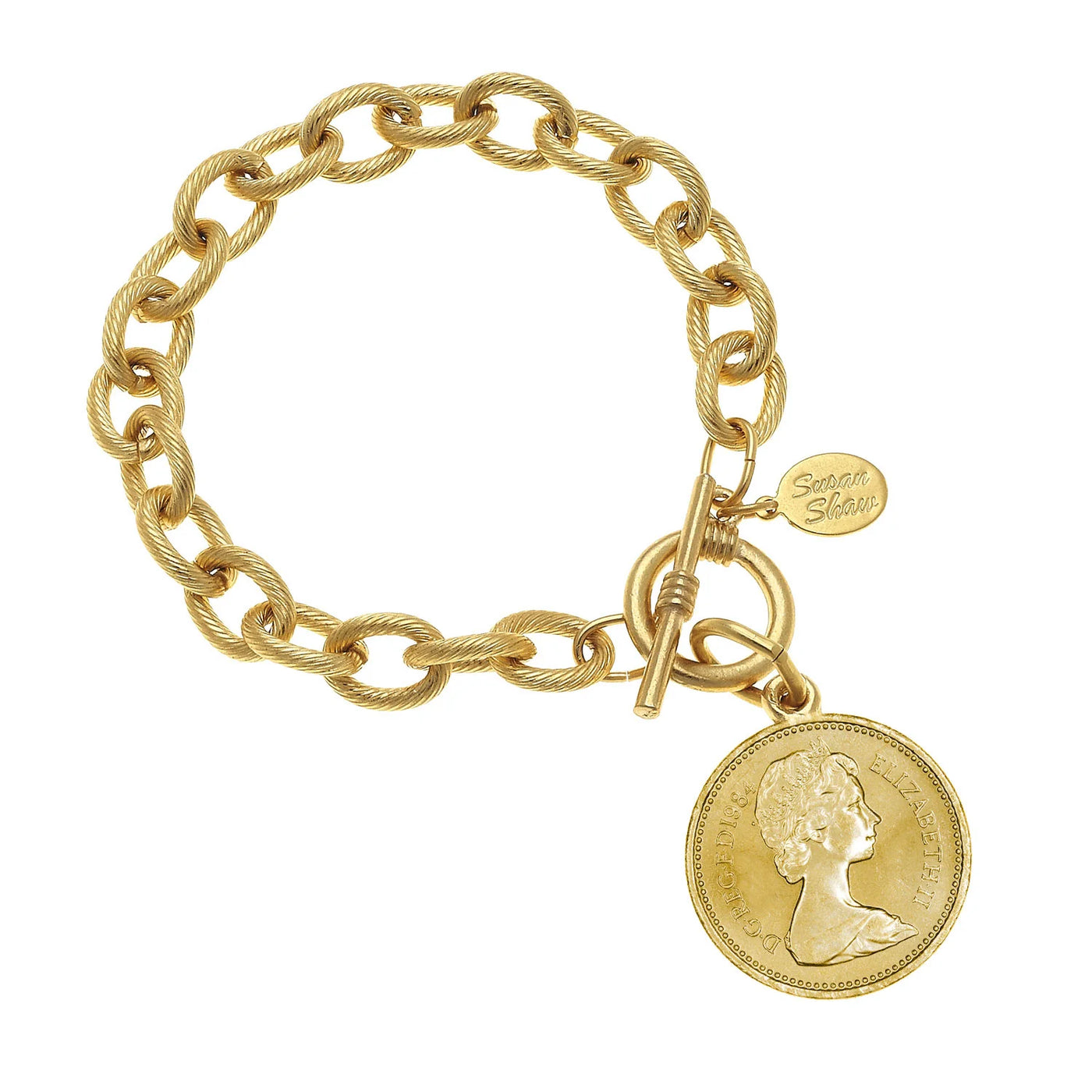 Queen Elizabeth Gold Coin Charm Bracelet by Susan Shaw