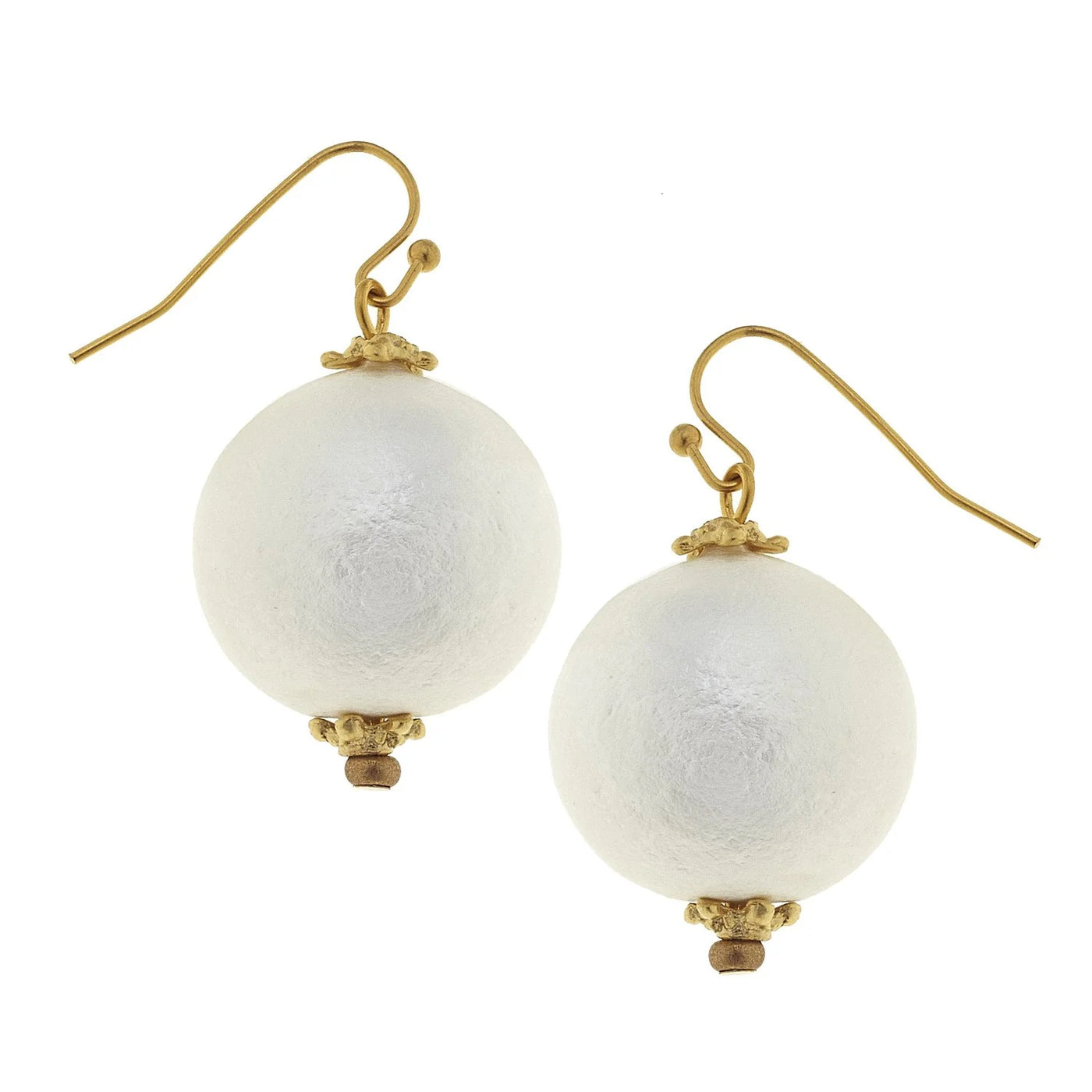 Gold Cotton Pearl Earrings By Susan Shaw