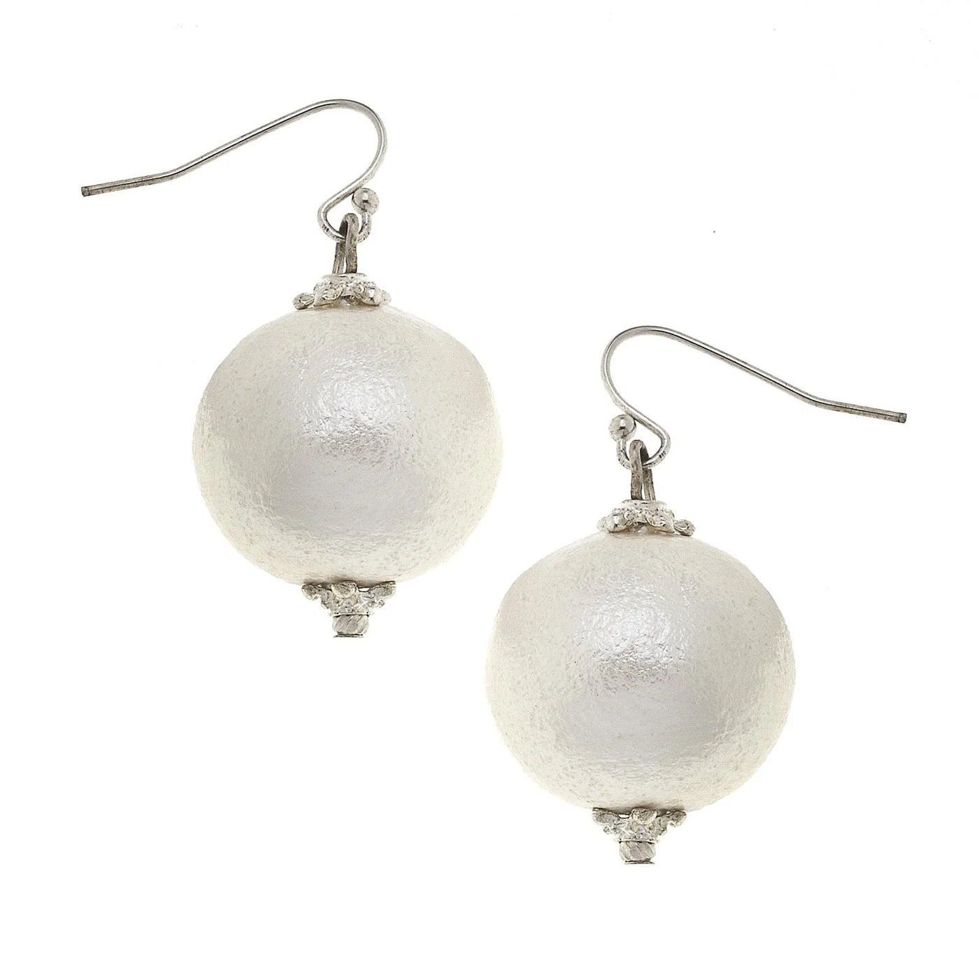 Silver Cotton Pearl Earrings By Susan Shaw