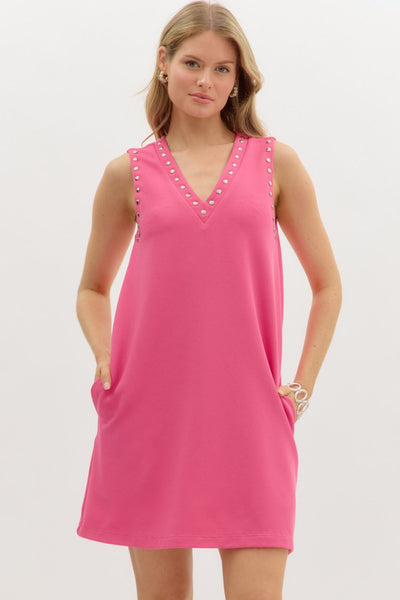 Liz V-neck Studded Dress