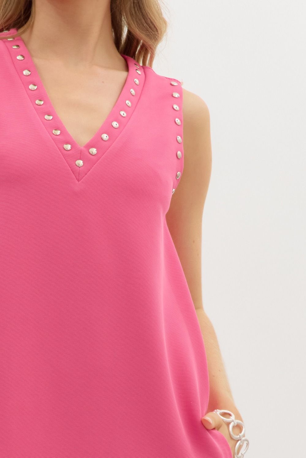 Liz V-neck Studded Dress