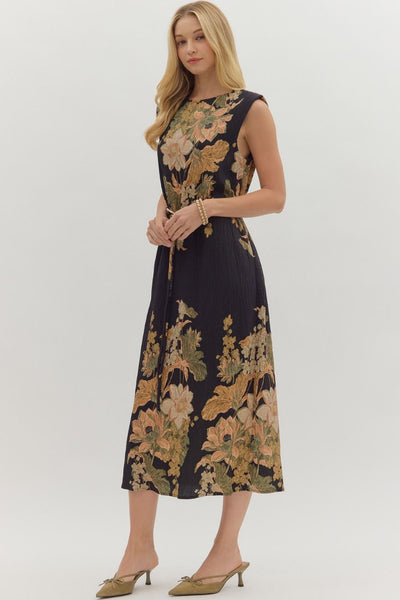Finn Floral Belted Midi Dress