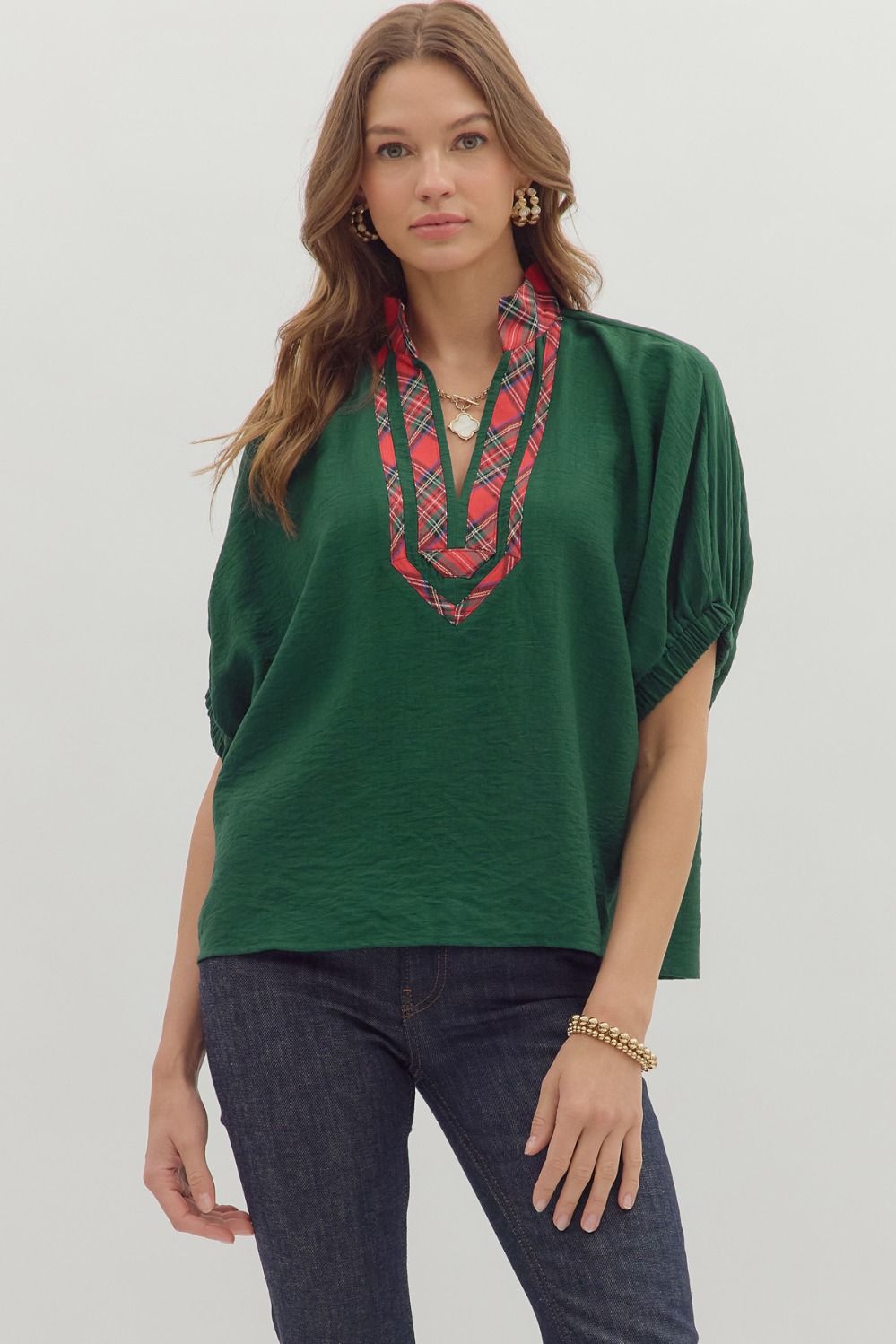 Hillary Woven V-Neck Top G