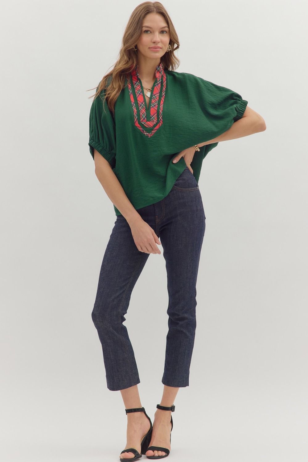 Hillary Woven V-Neck Top G