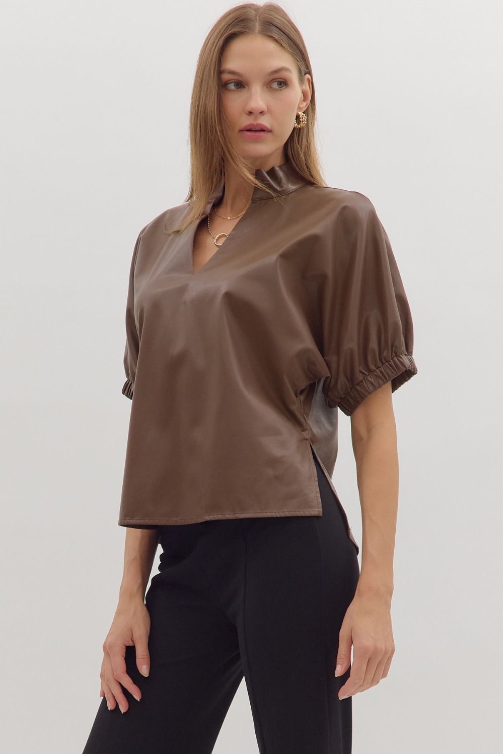 Liz  Faux Leather Top