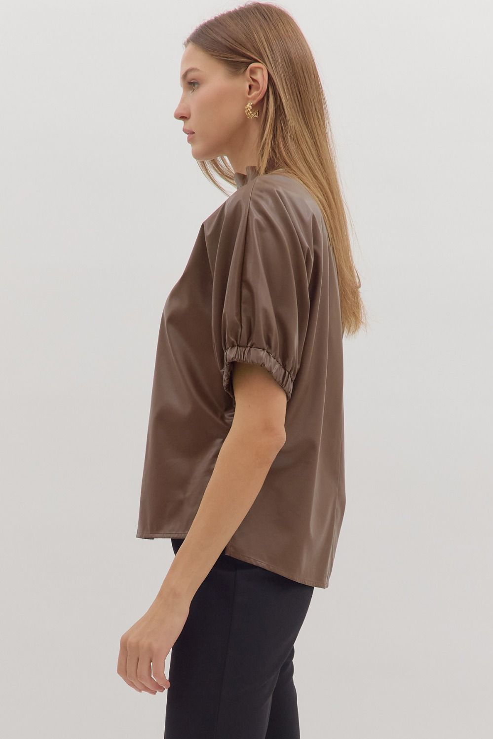Liz  Faux Leather Top