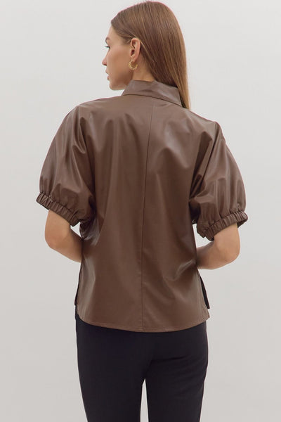 Liz  Faux Leather Top