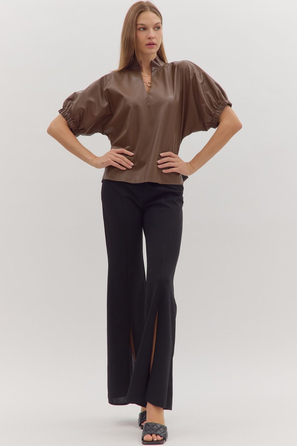 Liz  Faux Leather Top