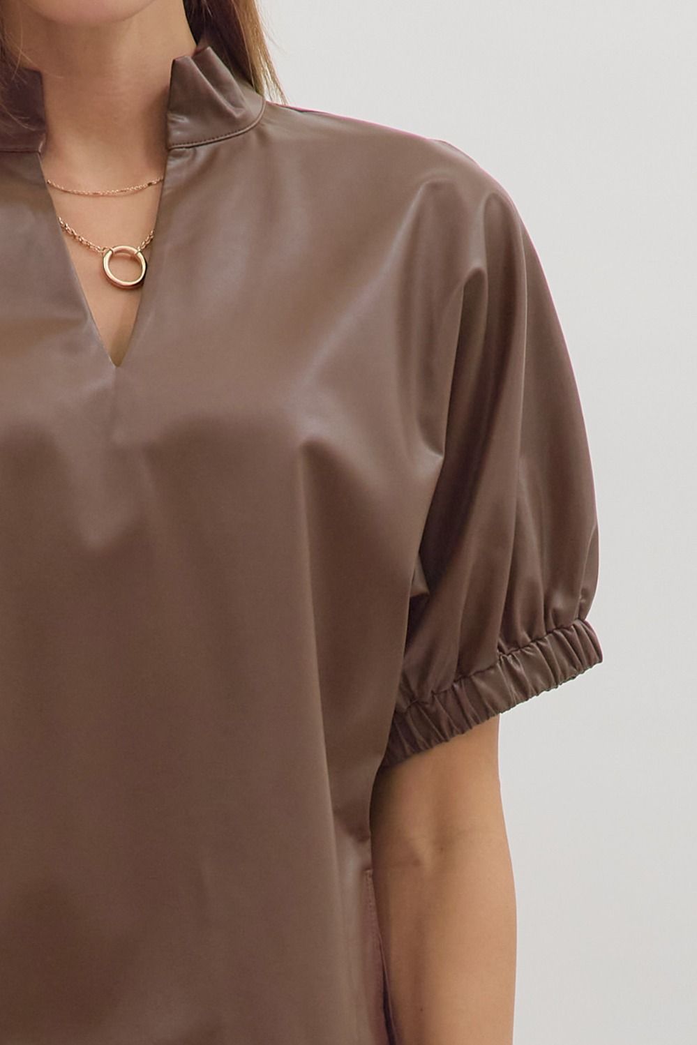 Liz  Faux Leather Top