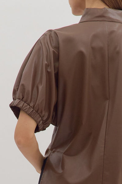 Liz  Faux Leather Top