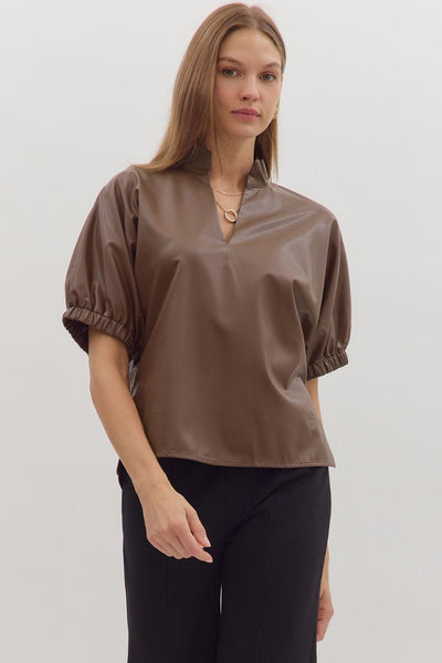 Liz  Faux Leather Top