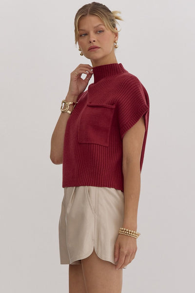 Annie Cropped Mock Neck Sweater