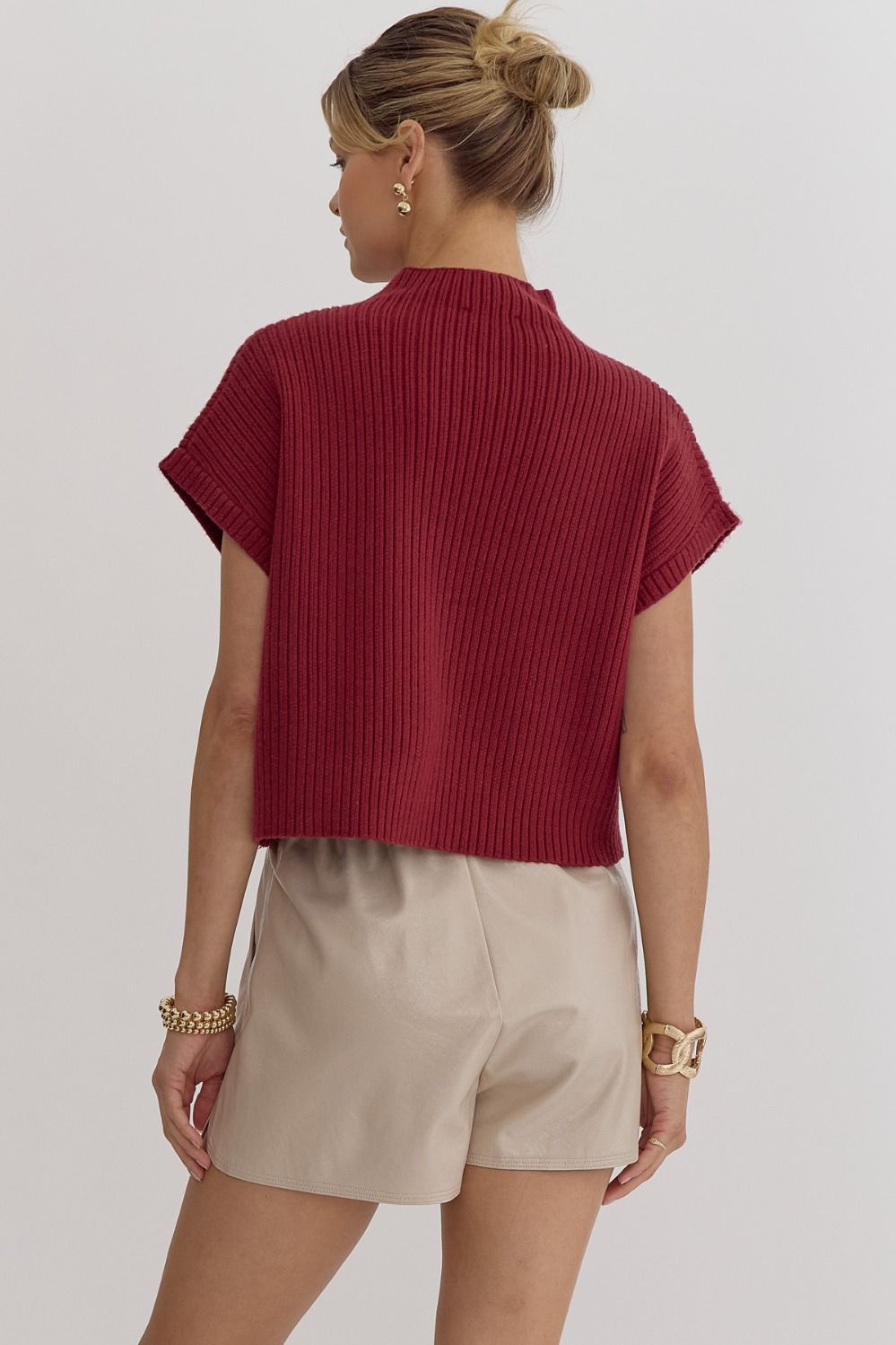 Annie Cropped Mock Neck Sweater